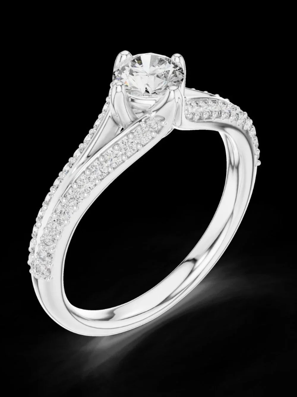 3ct Round Cut Lab Diamond Engagement Ring Split Shank Wedding Band Set IGI Cert